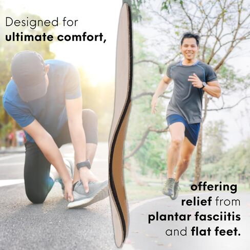 HANDARTE Leather Orthotic Insoles for Men | Arch Support Inserts for Flat Feet, Plantar Fasciitis & Overpronation | 100% Natural Goatskin - Chrome-Free, Anti-Sweat & Anti-Odor (US M11 | EU45) in Kuwait