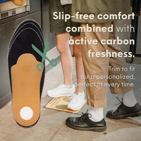 HANDARTE Leather Orthotic Insoles for Men | Arch Support Inserts for Flat Feet, Plantar Fasciitis & Overpronation | 100% Natural Goatskin - Chrome-Free, Anti-Sweat & Anti-Odor (US M11 | EU45) in Kuwait