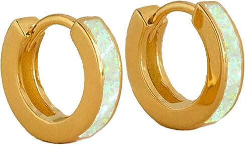 CAITLYNMINIMALIST Opal Inlay Huggies Mini Tiny Hoop Earrings For Women in Kuwait