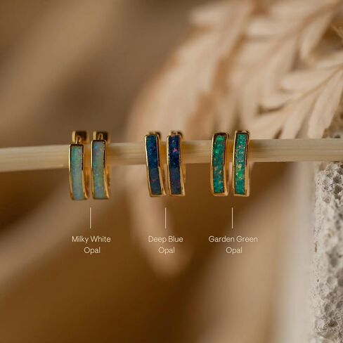 CAITLYNMINIMALIST Opal Inlay Huggies Mini Tiny Hoop Earrings For Women in Kuwait