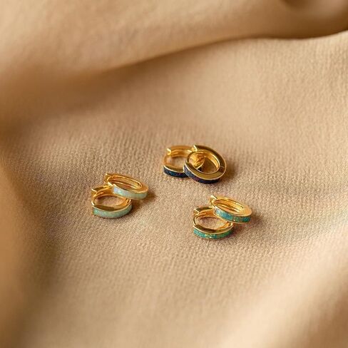 CAITLYNMINIMALIST Opal Inlay Huggies Mini Tiny Hoop Earrings For Women in Kuwait