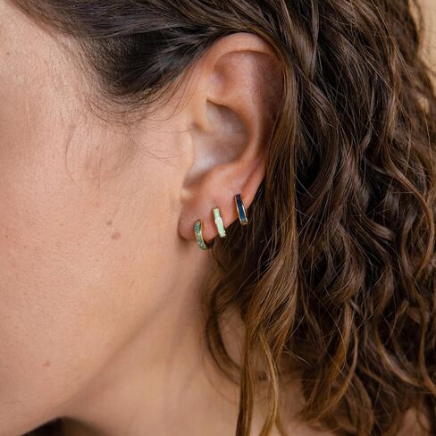 CAITLYNMINIMALIST Opal Inlay Huggies Mini Tiny Hoop Earrings For Women in Kuwait