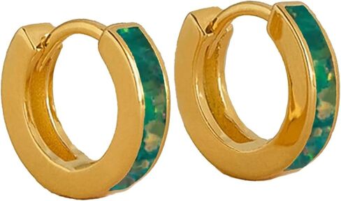 CAITLYNMINIMALIST Opal Inlay Huggies Mini Tiny Hoop Earrings For Women in Kuwait