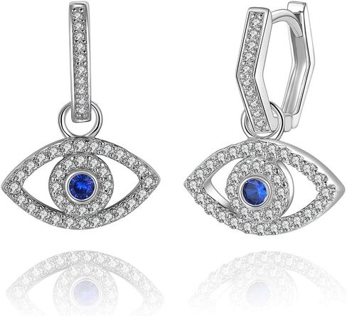 Sterling Silver Evil Eye Huggie Earrings | NOT ONLY POST PART | White Gold Plated Huggie Hoop Earrings for Women in Saudi Arabia