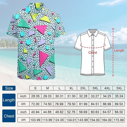 Artsadd 80s 90s Hawaiian Shirt for Men Vintage Button Down Short Sleeve Big and Tall Shirts Funny Party Disco Outfit in Kuwait
