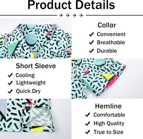 Artsadd 80s 90s Hawaiian Shirt for Men Vintage Button Down Short Sleeve Big and Tall Shirts Funny Party Disco Outfit in Kuwait