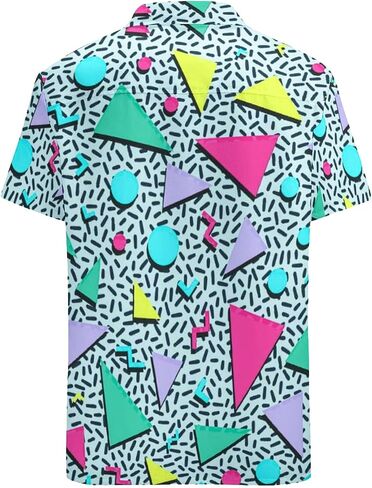 Artsadd 80s 90s Hawaiian Shirt for Men Vintage Button Down Short Sleeve Big and Tall Shirts Funny Party Disco Outfit in Kuwait