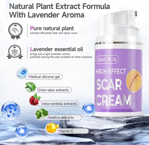 Advanced Scar Cream Silicone Scar Gel Scar Removal Cream for Face, Body, Surgical, C-section, Stretch Marks, Acne, Injury, Burns, Keloids, Old and New Scars 1.7 oz(50g) in Saudi Arabia