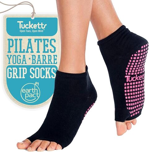 Tucketts Anklet Toeless Non-slip Grip Socks - Cotton Socks for Yoga, Barre, Pilates, Dance, Ballet - Size 5-13 in Kuwait