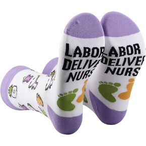PXTIDY 2 Pairs Labor And Delivery Nurse Socks L&D Nurse Gift OBGYN Midwife Doula Sock Nurse Thank You Gift
