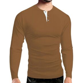 Men's Casual Stretchy Henley Shirts Fitted T Shirt Soft Stylish Tee Tops