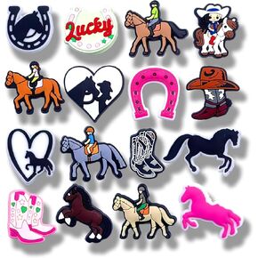16Pcs Herding Horses Shoe Charms, Shoe Decoration Party Gifts For Boys Girls Kids, Women.