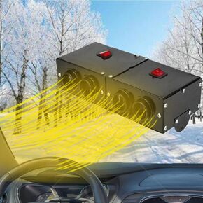 12V Car Heater, 500W Defroster Windshield Defogger Universal Dual Gear 4 Hole Car Demister Winter Fast Heating Warmer Frost Removing