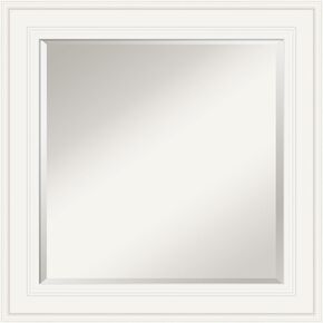 Amanti Art Bathroom Mirror, Ridge White Wall Mirror for use as Bathroom Vanity Mirror Over Sink (25.5 x 25.5 in.) Beveled Mirror, White Mirror, Traditional Mirror from WI, USA