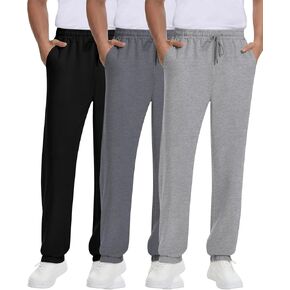 Neer 3 Pack Men's Athletic Sweatpants Drawstring Lounge Pants Elastic Waist Joggers with Pockets Men Running Workout Pants