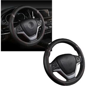 Car Steering Wheel Cover, Non-Slip Leather Auto Steering Wheel Protector, Comfortable Steering Wheel Cover Protector for Most Cars, Universal Interior Car Accessories (White)