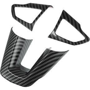 X AUTOHAUX 3pcs ABS Plastic Carbon Fiber Pattern Black Interior Steering Wheel Cover Trim Set for Ford Focus 2015-2018 for Ford Escape Kuga 2017-2018 Inner Decoration Auto Accessories