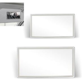 2 PCS Car Sun Visor Rearview Mirror, 5.9" x 3.14" + 4.33" x 2.55" Shatter-proof Stainless Steel Frame + HD Glass Vanity Mirror, Self-adhesive Accessories, for Most Car Models (White)
