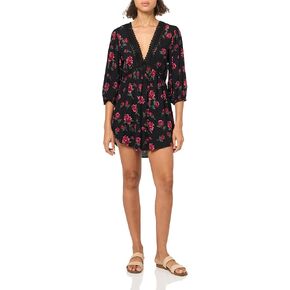 Angie Women's Lace V-Neck Floral Print Top