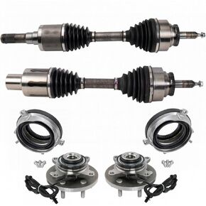 TRQ Front Driver & Passenger Side Drivetrain Kit Auto-Locking Hub Actuator CV Axle Shaft Assembly Wheel Hub Bearing Assembly Compatible with 2015-2017 Ford F-150