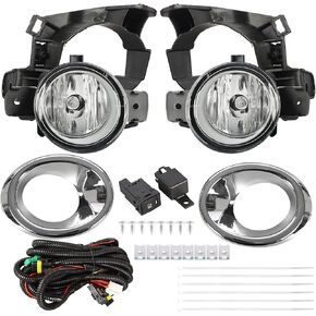munirater 2-Pack Clear Lens Bumper Fog Light Lamps Assembly w/Bezel + Switch Kit Replacement for Pathfinder 2013-2016
