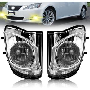 Fog Lights Compatible With 2006-2010 IS250/IS350 Front Bumper Lights Assembly with Halogen Bulbs Fog Lamps Replacement Driver and Passenger Side