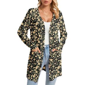 KUOTAI Womens Fall Fashion Lightweight Cardigan Long Sleeve Open Front Casual Knit Coat with Pockets