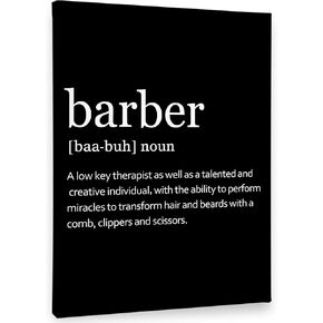 PHAMTE Barber Definition Wall Art, Barber Shop Decor, Modern Barbershop Barber Quote Print Framed Canvas Painting Artwork For Home Office Living Room Salon Barbershop Decor(11x14 Inch) (Black)
