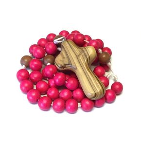 Wooden Rosary (Dark Pink)