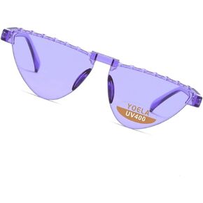 Yoela Triangle Thick Rimless Sunglasses One Piece Colored Transparent Sunglasses For Women and Men…