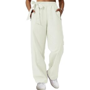 إمرأة عادية بنطال ذو قصة أرجل واسعة Y2K عصري مرونة الخصر السراويل الترنك فضفاض التعادل عقدة بنطلون سستة جيوب الشارع الشهير in Kuwait