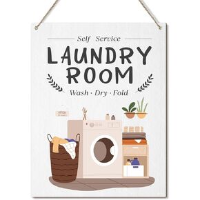 Laundry Room Signs Wooden Wall Signs for Laundry Room Signs Wall Decor Laundry Wall Decor Door Hanging Signs for Home Laundry Room Bathroom Farmhouse Laundry Room Decor Bathroom Signs for Home - Y329
