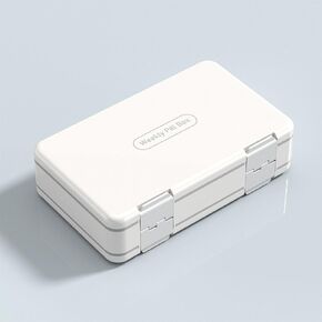 Weekly Medicine Case 3 Times a Day Pill Container 2 Tier 8 Cases 24 Compartment Pill Container Set for Pills Tablets (White)