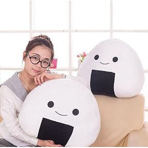 Stuffed Short Plush Onigiri Sushi Girls Birthday Gift Food Neck Pillow Cushions Nap Doll Home Essential (30cm*11cm*26cm)