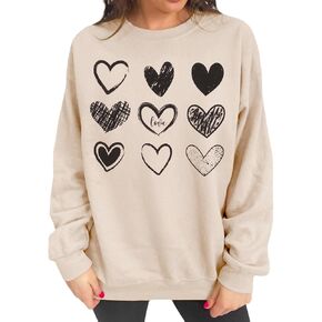 CM C&M WODRO Women Valentine's Day Heart Sweatshirt Romantic Love Letter Print Long Sleeve Shirt Casual Pullover Tops in Kuwait