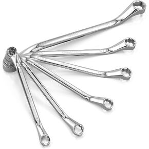 Olsa Tools Bolt Extractor Offset Wrench Set (7pc) | 6-Pt Box End Rounded Nut Remover | Stripped Bolt & Nut Remover | Metric Wrench Set | Professional Grade