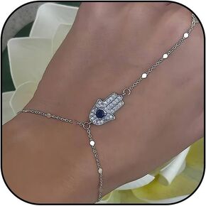 Long tiantian Hand Chain Bracelet Hand Bracelet Bracelet Ring Hand Chain Ring Bracelet Hand Chain Ring Chain Bracelet Gothic Evil Eye Charm Bracelet Luck Ring Bracelet Jewelry