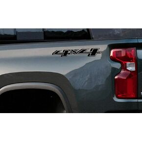 2 x Matte Black 4x4 Bedside Vinyl Decals Fits 2014-2018 Chevy Silverado