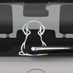 Rainbow Dog Windshield Rear Wiper Decal Stickers with A Moving Wagging Tail for Car, Funny Cartoon Waterproof Wash-Resistant Vinyl Clings to Outline Your Back Rear Wipers Windows Decoration