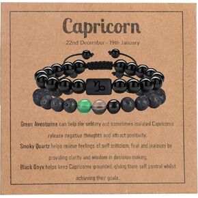 Harry and Henry Zodiac Bracelets for Women Black Onyx Bracelet Adjustable Crystals Healing Bracelet Zodiac Beaded Bracelets Gift