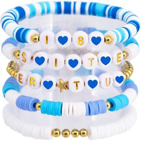 YLOKO Friendship Bracelets, Inspired Letter Bracelets Set, Exchange Music Heishi Preppy Bracelets String, Stretchy Concert Beaded Bracelet for Singer Tour Gifts Merch Favors