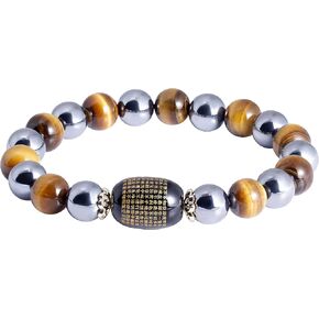 Jewever Triple Tiger eye Feng Shui Bracelet for Women Men Stress Relief Yoga 10mm Natural Bead Stone Healing Crystal Stretch Unisex