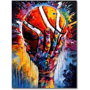 Framed Baseball Wall Art Prints,Vintage Graffit Baseball Art Poster,Baseball Room Decor for Boys Sports Wall Art,Colorful Hand Holding a Baseball Wall Art for Boys Bedroom Wall Decor 12X16 inch