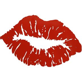 Metal Red Kiss Lips Wall Art Girl Room Decor Kiss Lips Farmhouse Decor for Living Room, Bathroom, Powder Room, Bedroom, Office, 15.0 x 9.6 Inches