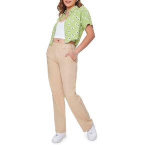 Forever 21 Women's Straight-Leg Twill Pants