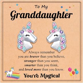 UNGENT THEM Hypoallergenic Unicorn Stud Earrings for Granddaughter Daughter Niece-Lovely Gifts for Birthday Christmas Valentines Day
