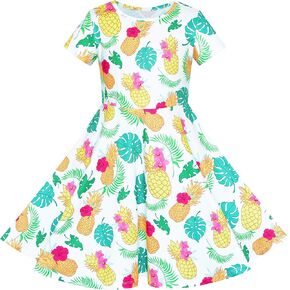 Sunny Fashion Girls Dress Short Sleeve Casual Summer Sundress