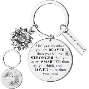 Sunflower Keychain Inspirational Gifts for Women, Spiritual Gift for Girls Boys, Christmas Stocking Keychains for Daughter