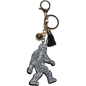 Popfizzy Rhinestone Bigfoot Keychain for Women, Bling Sasquatch Purse Charm for Handbags, Backpack Key Fob, Sparkle Bag Charm