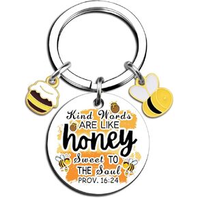 Christian Gifts for Women Appreciation Keychain for Teacher Friend Inspirational Christain Gift for Teen Girls Best Friendship Gift for Women Friend Honey Bee Keychain